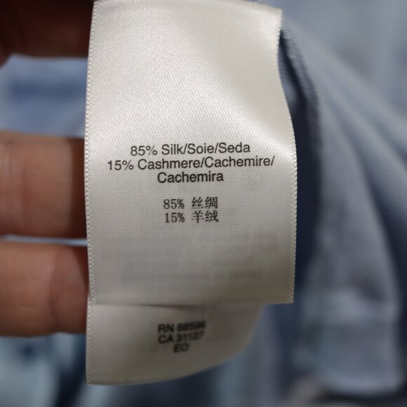 DKNY Light Blue Silk & Cashmere Open Front Draped Waterfall Cardigan Sweater M/L - Picture 9 of 10